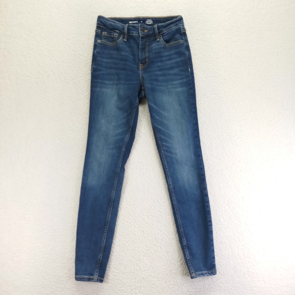 Old Navy Womens High Rise‎ Rockstar Super Skinny Jeans Blue Size 0 Stretch Denim